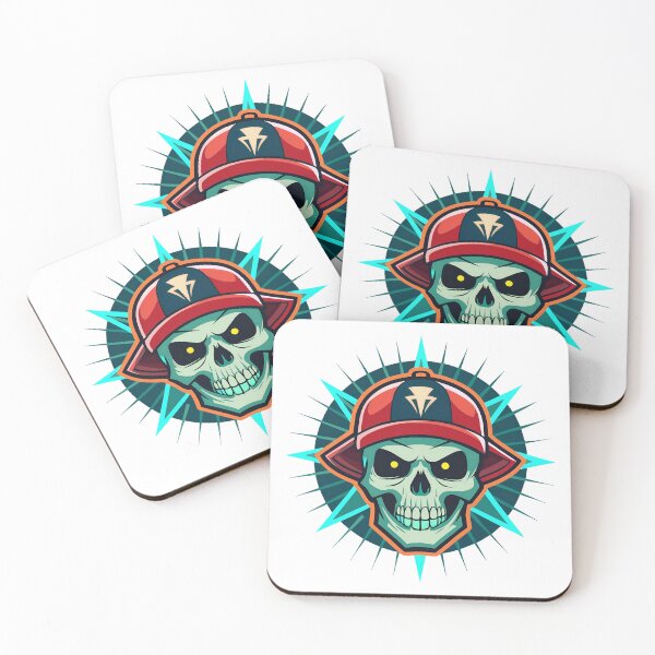 Item preview, Vibrant skull wearing red baseball cap with aggressive expression designed and sold by Creative88Art.