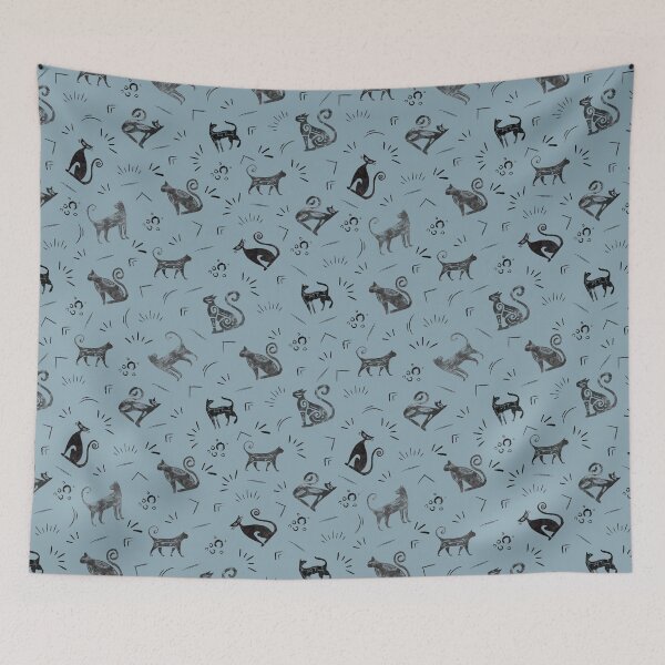Item preview, Cave Art Cats on Light Gray Azure designed and sold by KSimpson838.
