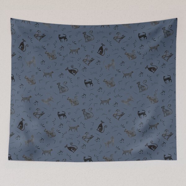Item preview, Cave Art Cats on Dark Gray Blue designed and sold by KSimpson838.