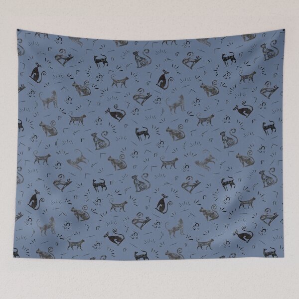 Item preview, Cave Art Cats on Gray Blue designed and sold by KSimpson838.