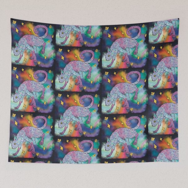 Item preview, Space Cat in a galaxy of colors designed and sold by CottageComfortsShoppe.
