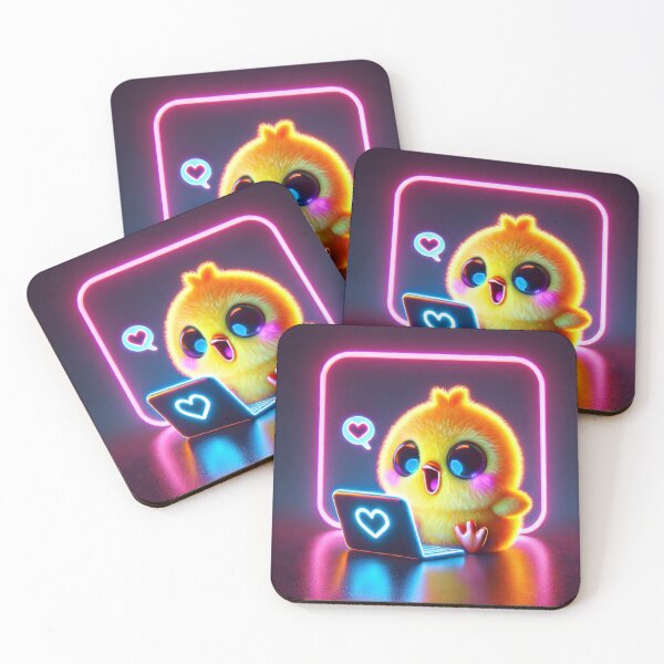 Item preview, Online Crush Chick – Neon Kawaii Laptop Love designed and sold by ComedyInkFactor.