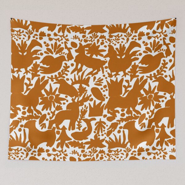 Item preview, Mexican Otomi Texas Orange Mexican Folk Art Pattern designed and sold by TinaSalazar.