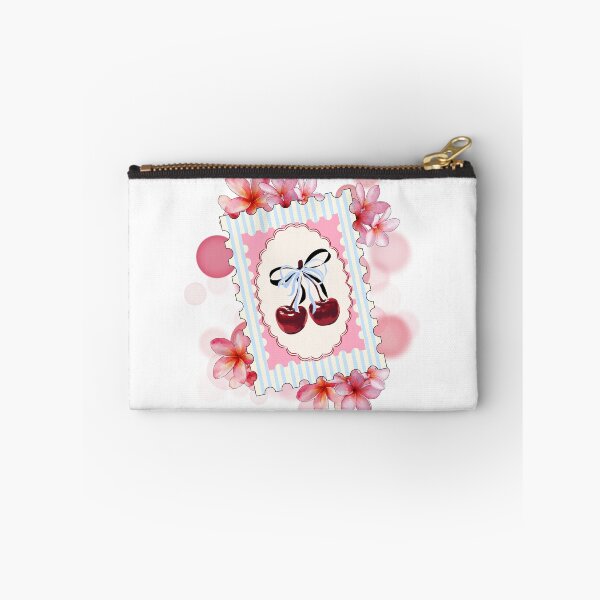 Item preview, Cherries on a Postage Stamp Surrounded by Flowers – Illustration designed and sold by iamKRUK.