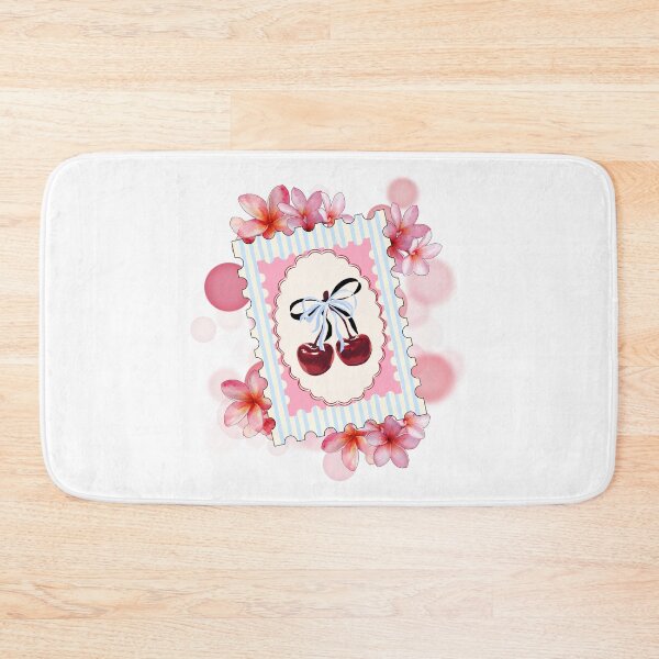 Item preview, Cherries on a Postage Stamp Surrounded by Flowers – Illustration designed and sold by iamKRUK.