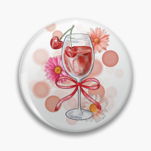 Item preview, Cherries on an Elegant Drink with Flowers – Illustration designed and sold by iamKRUK.