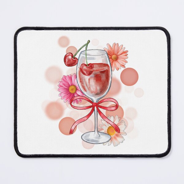 Item preview, Cherries on an Elegant Drink with Flowers – Illustration designed and sold by iamKRUK.