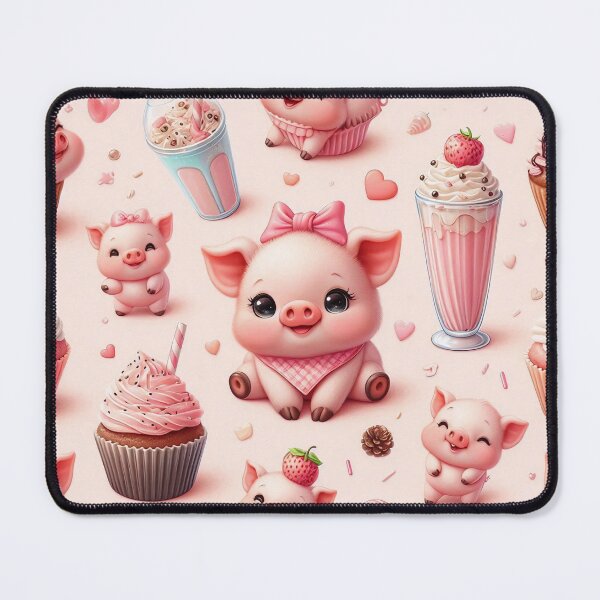 Item preview, Kawaii Mini Piggy Cupcake and Milkshake Seamless Pattern designed and sold by ziniti.