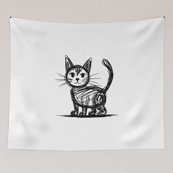 Item preview, Abstract Sketch Minimalist Cat Art designed and sold by AmazingViews.