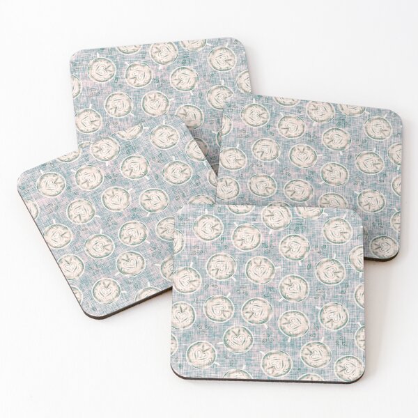 Item preview, Coffee Lovers Latte Art Hearts Linen Texture - Vintage Teal Blush designed and sold by LoveAlways-AEP.