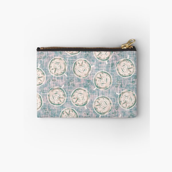 Item preview, Coffee Lovers Latte Art Hearts Linen Texture - Vintage Teal Blush designed and sold by LoveAlways-AEP.