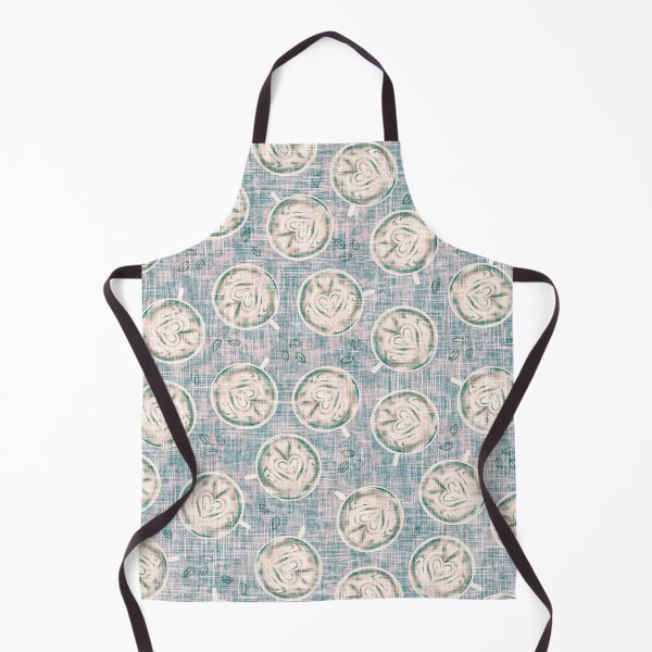 Item preview, Coffee Lovers Latte Art Hearts Linen Texture - Vintage Teal Blush designed and sold by LoveAlways-AEP.