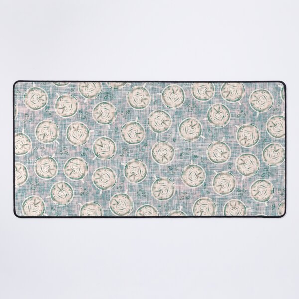 Item preview, Coffee Lovers Latte Art Hearts Linen Texture - Vintage Teal Blush designed and sold by LoveAlways-AEP.