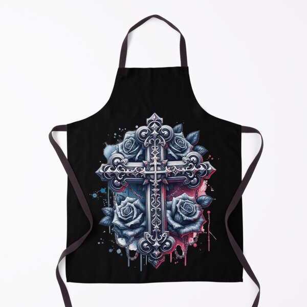 Item preview, Gothic Rose Cross – Dark Ornate Floral Religious Art designed and sold by TheInkRaven.