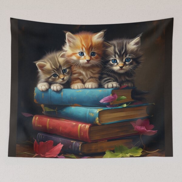 Item preview, Kittens and Books designed and sold by bubblyrainbow.