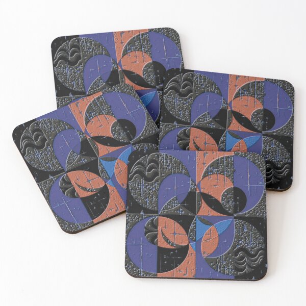 Item preview, 4 part abstract dark emboss colorful geometric abstract design designed and sold by SmashingDeals.