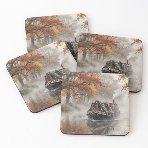 Item preview, Narrowboat in an Autumn Mist designed and sold by Be Original - Seb Jay.