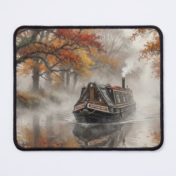 Item preview, Narrowboat in an Autumn Mist designed and sold by Be Original - Seb Jay.