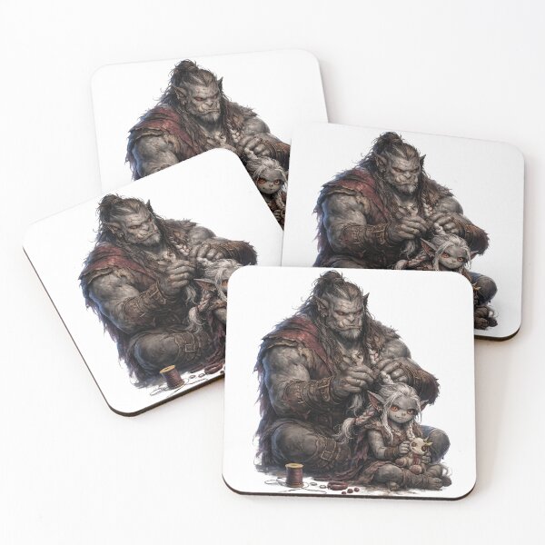 Item preview, Gentle Orc Dad Braiding Daughter's Hair designed and sold by Vellaro.