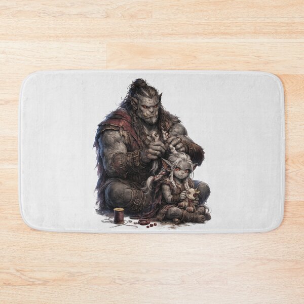 Item preview, Gentle Orc Dad Braiding Daughter's Hair designed and sold by Vellaro.