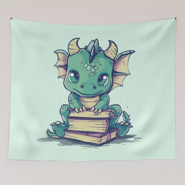 Item preview, Bookish Baby Dragon designed and sold by bubblyrainbow.