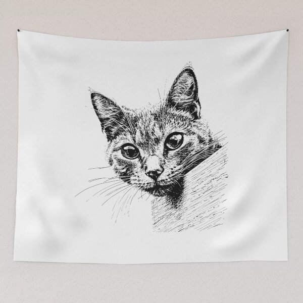 Item preview, Scribble Cat Minimal Line Art Japanese designed and sold by MuniraWearify.