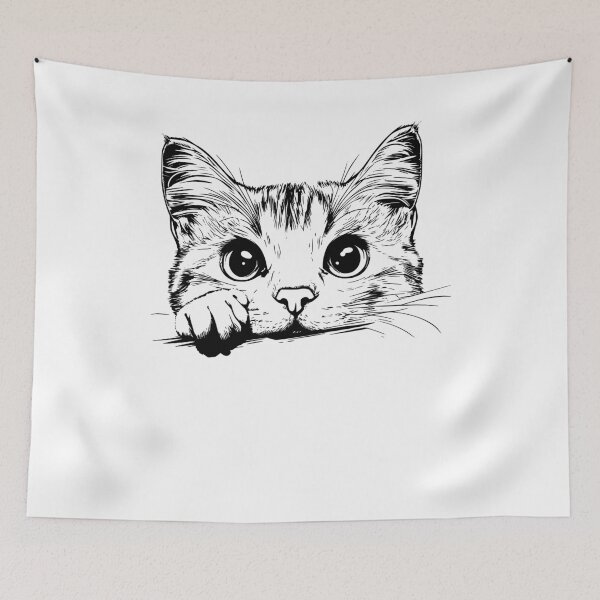 Item preview, Scribble Cat Abstract Sketch Minimalist Line Art Japanese designed and sold by MuniraWearify.