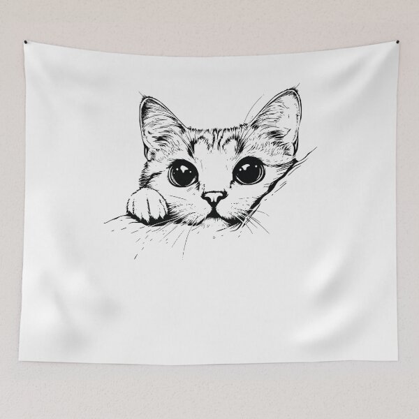 Item preview, Vintage Scribble Cat Sketch Minimal Line Art Japanese designed and sold by MuniraWearify.