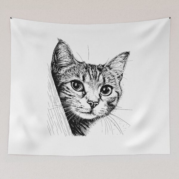 Item preview, Scribble Cat Abstract Sketch Minimalist Line Art Japanese designed and sold by MuniraWearify.
