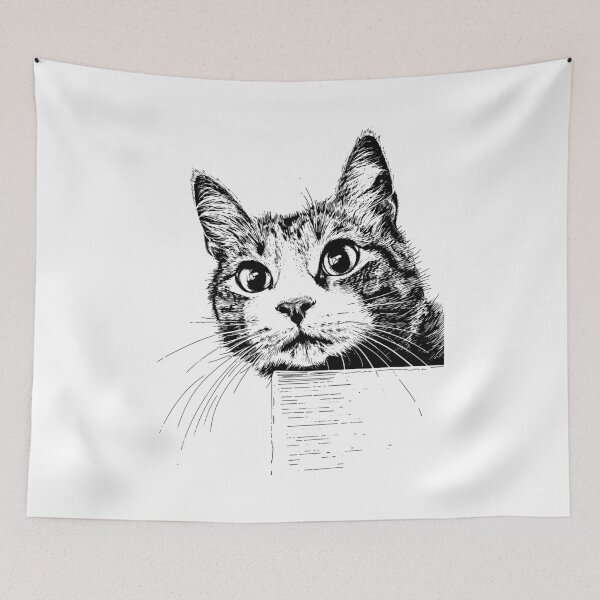 Item preview, Minimalist Scribble Cat Abstract Sketch Line Art Japanese designed and sold by MuniraWearify.