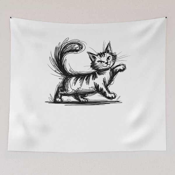 Item preview, Minimalist Scribble Cat Abstract Sketch Line Art Japanese designed and sold by MuniraWearify.
