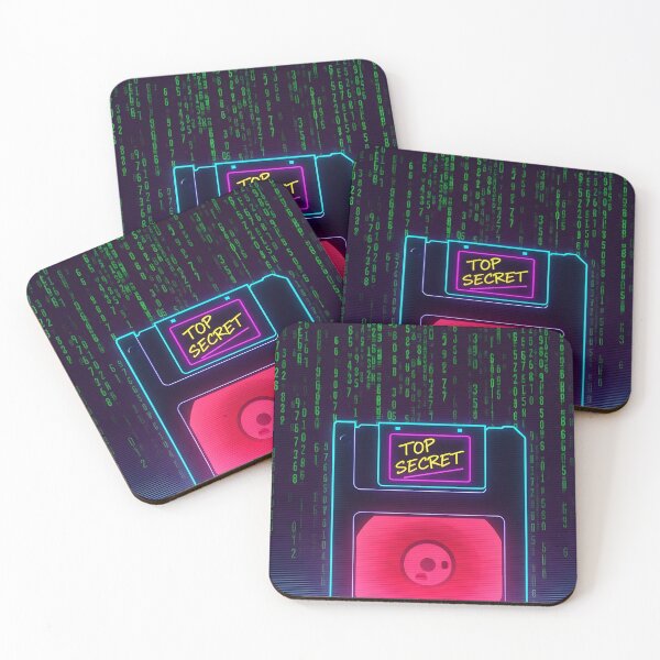 Item preview, Neon Top Secret Floppy Disk - Matrix Code Cyberpunk Art designed and sold by powersunlight.