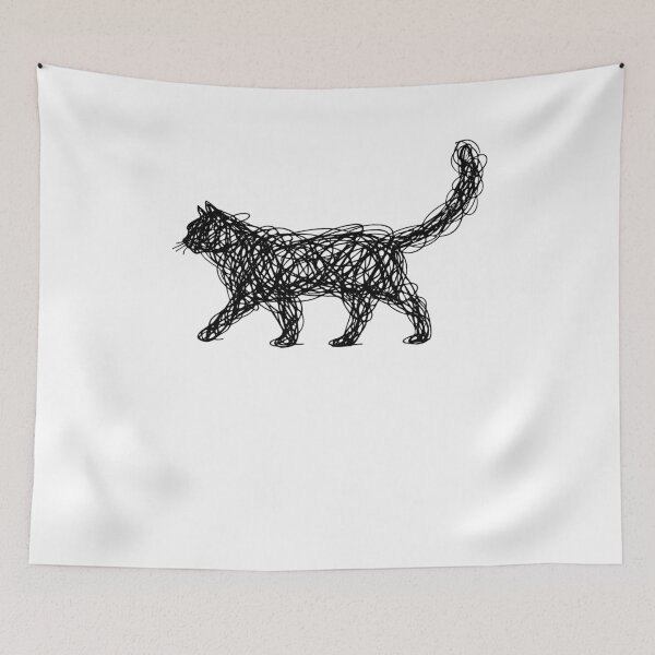 Item preview, Scribble Cat Abstract Sketch Minimalist Line Art Japanese designed and sold by MuniraWearify.
