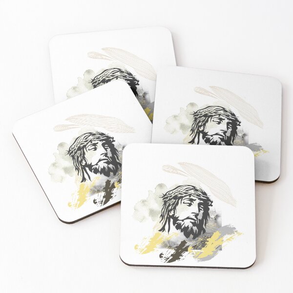 Item preview, Abstract Jesus Face Art – Golden Black Modern Christ Portrait, Luxury Spiritual Wall Art Design designed and sold by Aura Design.