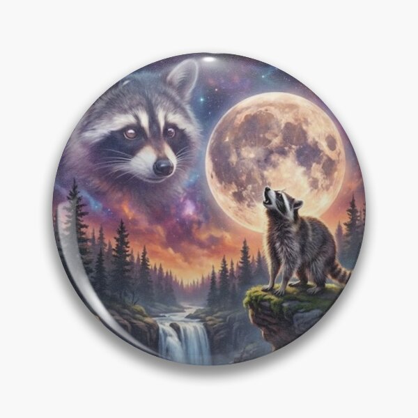 Item preview, Raccoon Howling At The Moon Vintage 90s Retro Trash Panda Graphic designed and sold by EvrmoodCo.