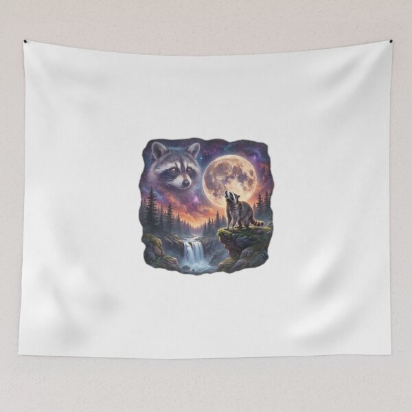 Item preview, Raccoon Howling At The Moon Vintage 90s Retro Trash Panda Graphic designed and sold by EvrmoodCo.