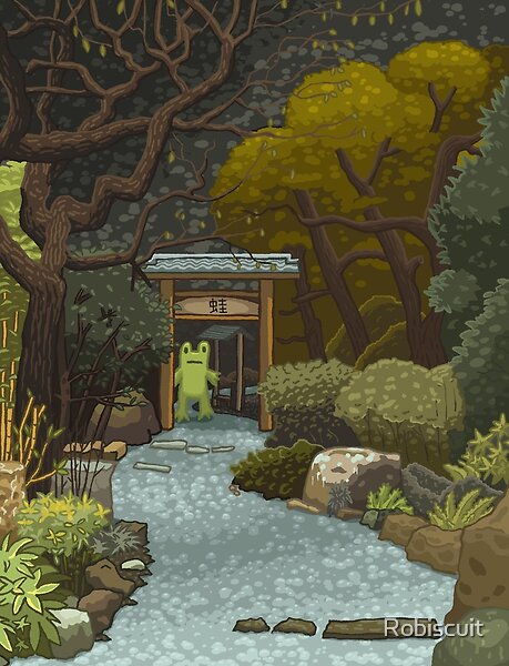 Frog visiting the Shinto shrine by Robiscuit | Redbubble