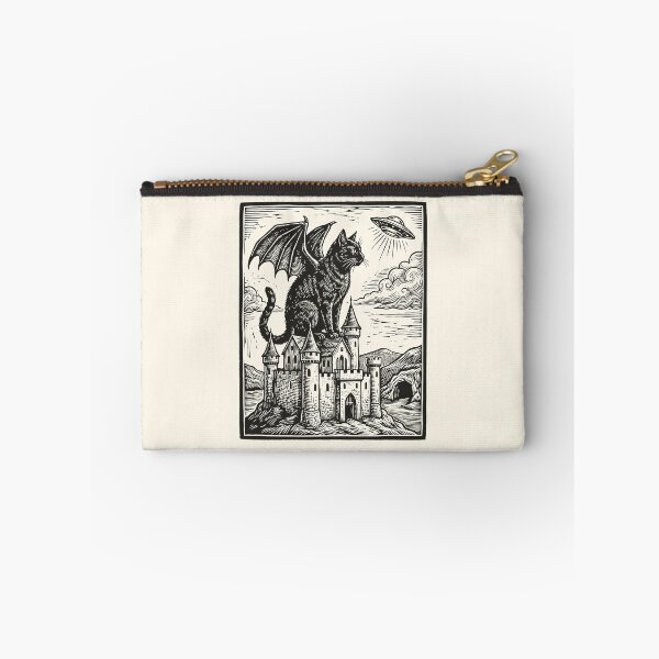 Item preview, Black Dragon Cat UFO Vintage Medieval Fantasy  designed and sold by Y-Vibes.