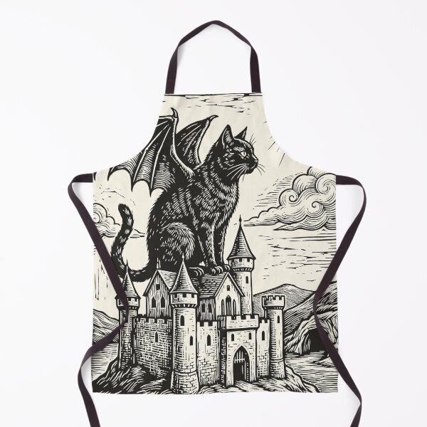 Item preview, Black Dragon Cat UFO Vintage Medieval Fantasy  designed and sold by Y-Vibes.