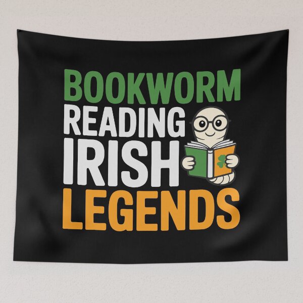 Item preview, Irish Legends Bookworm – Whimsical Folklore Reading Illustration designed and sold by NaturEdeN.
