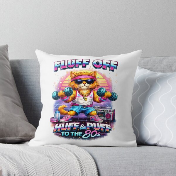 Item preview, Retro 80s Workout Cat Huff & Puff to the 80s Fluff Off  designed and sold by HairballsSheds.