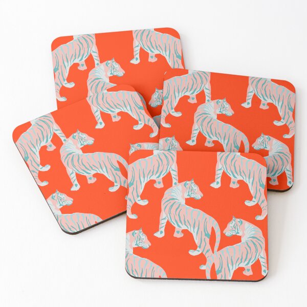 Item preview, Exotic Pink Tigers on Bold Orange Animal Pattern designed and sold by cadinera.