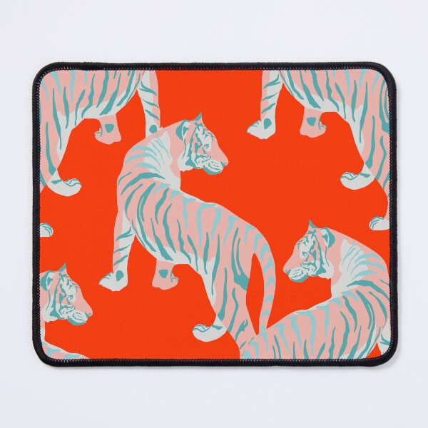 Item preview, Exotic Pink Tigers on Bold Orange Animal Pattern designed and sold by cadinera.