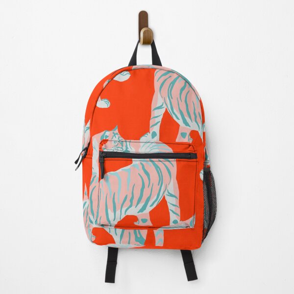 Item preview, Exotic Pink Tigers on Bold Orange Animal Pattern designed and sold by cadinera.