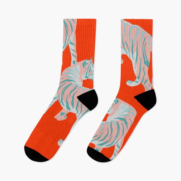 Item preview, Exotic Pink Tigers on Bold Orange Animal Pattern designed and sold by cadinera.