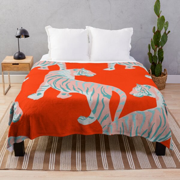 Item preview, Exotic Pink Tigers on Bold Orange Animal Pattern designed and sold by cadinera.