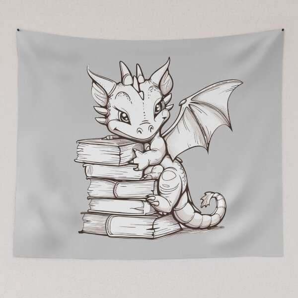 Item preview, Bookish Dragon Black & White designed and sold by bubblyrainbow.