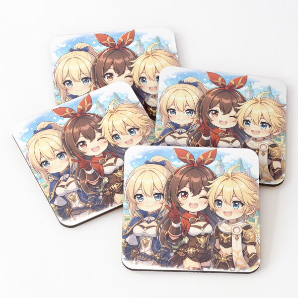Item preview, Genshin-Inspired Knights of Favonius Chibi Trio | Cute Anime Fantasy Art designed and sold by zilanom.