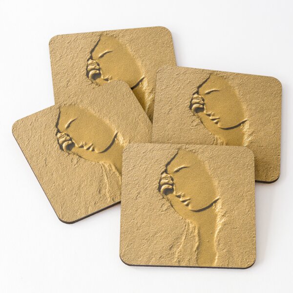 Item preview, Contemplative Face Etched In Golden Sand designed and sold by chase-thewave.