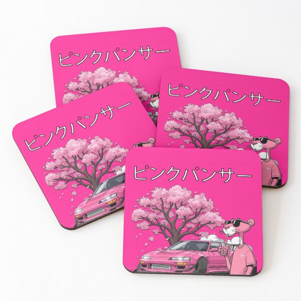 Item preview, Pink Panther JDM Drift Car Sakura Bubble Tea Japanese Aesthetic Art designed and sold by ELmestka.